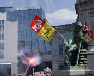 Vor dem Europaparlament in Brüssel